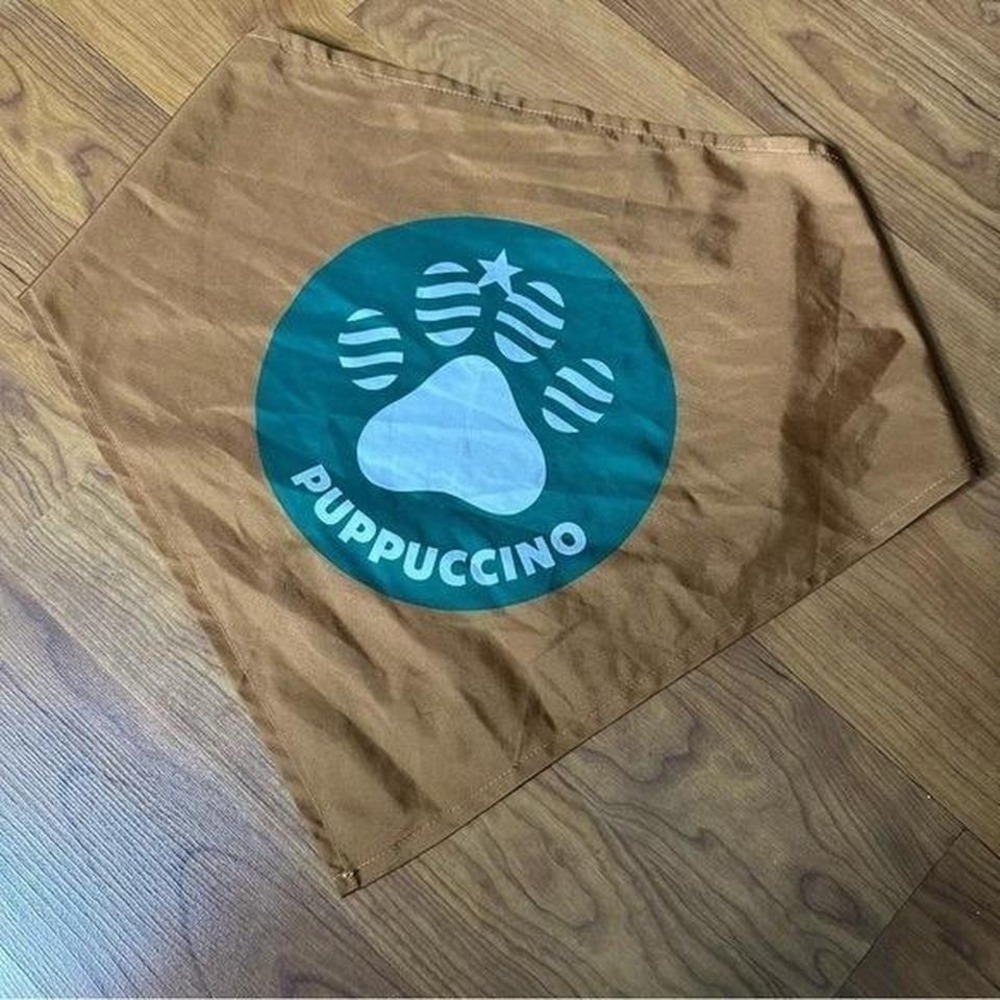 Official Authentic Puppuccino Starbucks Tan Bandana Logo Size Large Dog‎ Scarf